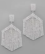 GOLDEN STELLA HEXAGON CRYSTAL FRINGE EARRINGS