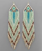 GOLDEN STELLA EARRINGS RHOMBUS AND BEAD TASSEL EARRING