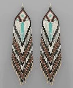 GOLDEN STELLA EARRINGS RHOMBUS AND BEAD TASSEL EARRING