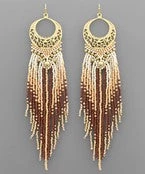 GOLDEN STELLA VINTAGE BEAD TASSEL EARRINGS