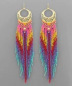 GOLDEN STELLA VINTAGE BEAD TASSEL EARRINGS
