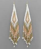 GOLDEN STELLA MULTI BEAD LONG TASSEL EARRINGS
