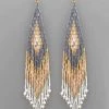GOLDEN STELLA MULTI BEAD LONG TASSEL EARRINGS