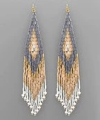 GOLDEN STELLA MULTI BEAD LONG TASSEL EARRINGS