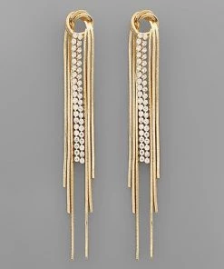 GOLDEN STELLA EARRINGS KNOT FRINGE EARRING WITH RHINESTONE
