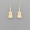GOLDEN STELLA METAL GUITAR DANGLING EARRINGS