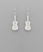 GOLDEN STELLA METAL GUITAR DANGLING EARRINGS