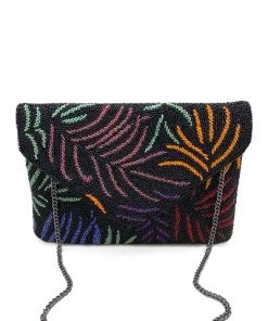 GOLDEN STELLA BEADED MULTICOLOR PALM BRANCH PURSE