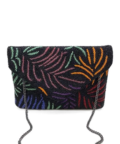 GOLDEN STELLA BEADED MULTICOLOR PALM BRANCH PURSE 1 GOLDEN STELLA BEADED MULTICOLOR PALM BRANCH PURSE