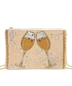GOLDEN STELLA HANDBAGS/LUGGAGE TWO WINE GLASSES BEAD CLUTCH