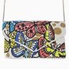 GOLDEN STELLA HANDBAGS/LUGGAGE BEADED CLUTCH WITH BUTTERFLIES AND CIRCLES