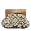 GOLDEN STELLA BEADED CLUTCH WITH FLOWERS AND WOODEN CLASP HANDBAGS/LUGGAGE