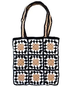 GOLDEN STELLA HANDBAGS/LUGGAGE WOVEN HANDBAG WITH CHECKERS AND FLOWERS
