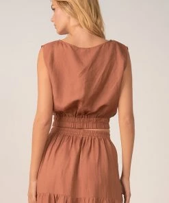 ELAN CLAY BOATNECK CROP TOP TOPS