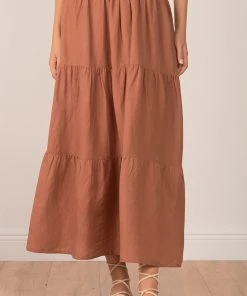 ELAN SKIRTS CLAY TIERED MAXI SKIRT