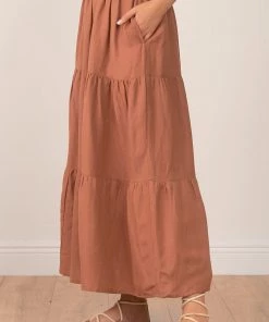 ELAN SKIRTS CLAY TIERED MAXI SKIRT