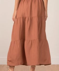 ELAN SKIRTS CLAY TIERED MAXI SKIRT