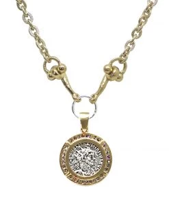 TAT2 DESIGNS INC GOLD MAXIMIANUS CRYSTAL BEZEL HORSEBIT NECKLACE NECKLACES