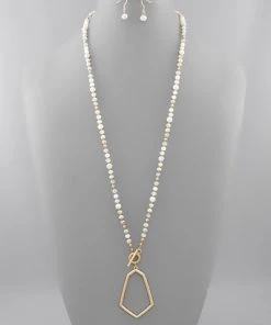 GOLDEN STELLA NECKLACES HEXAGON PENDANT BEAD NECKLACE