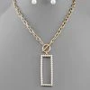 GOLDEN STELLA RECTANGLE PEARL TOGGLE NECKLACE