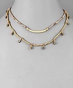 GOLDEN STELLA CURVED BAR BEAD LAYER NECKLACE