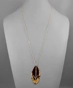 GOLDEN STELLA NECKLACES MARQUISE CORK FEATHER NECKLACE