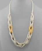 GOLDEN STELLA GOLD AND SILVER INTERLOCKING CHAIN NECKLACE NECKLACES