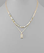 GOLDEN STELLA STONE AND BEAD DOUBLE STRAND NECKLACE NECKLACES