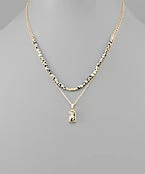 GOLDEN STELLA STONE AND BEAD DOUBLE STRAND NECKLACE NECKLACES