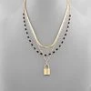 GOLDEN STELLA LOCK CHARM BEAD LAYER NECKLACE