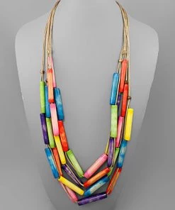 GOLDEN STELLA NECKLACES WOOD DOWEL BEADED NECKLACE