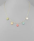 GOLDEN STELLA NECKLACES MULTI FLOWER CHARM NECKLACE