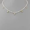 GOLDEN STELLA NECKLACES WHITE BEAD NECKLACE WITH GOLD STARS