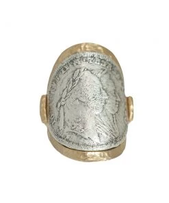 TAT2 DESIGNS INC GOLD MARIA THERESA CURVED COIN RING RINGS