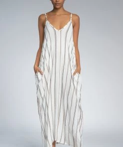 ELAN DRESSES GAUZY STRIPE MAXI DRESS
