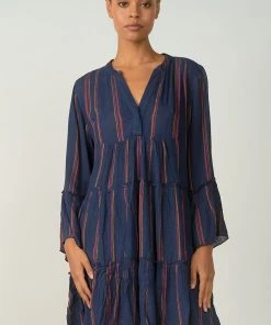 ELAN DRESSES STRIPE LONG SLEEVE DRESS