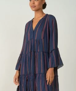 ELAN DRESSES STRIPE LONG SLEEVE DRESS