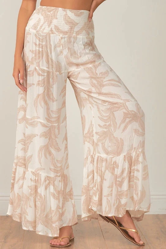 ELAN CREAM TAUPE MONO LEAF PANT 4 ELAN CREAM TAUPE MONO LEAF PANT