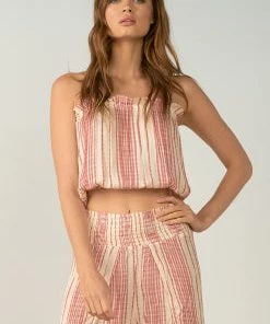 ELAN TOPS ROSE STRIPED TUBE TOP