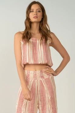 ELAN TOPS ROSE STRIPED TUBE TOP 2 ELAN TOPS ROSE STRIPED TUBE TOP