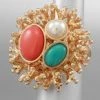 GOLDEN STELLA STRETCH CORAL BRANCH/STONE RING RINGS