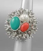 GOLDEN STELLA STRETCH CORAL BRANCH/STONE RING RINGS