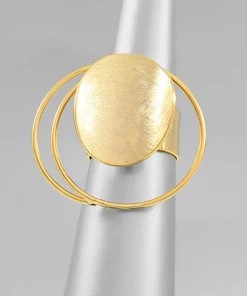 GOLDEN STELLA RINGS SCRATCHED CURVE DISC & CIRCLE RING