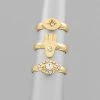 GOLDEN STELLA RINGS CRYSTAL EVIL EYE & HAMSA RING SET