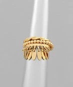 GOLDEN STELLA RINGS MARQUISE CHARMS & BALL RING SET