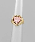 GOLDEN STELLA HEART CRYSTAL EARRINGS