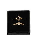 GOLDEN STELLA CZ HEART & CLOVER RING SET 1 GOLDEN STELLA CZ HEART & CLOVER RING SET