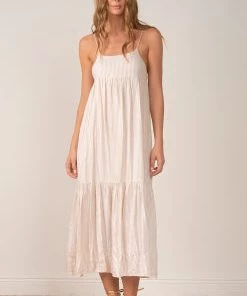 ELAN DRESSES TABITHA STRIPED TIERED MAXI DRESS