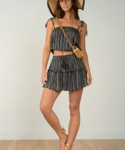 ELAN RUNWAY STRIPE CROP TOP TOPS