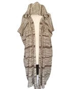 GOLDEN STELLA SWEATERS HOODED STRIPE AND FRINGE CARDIGAN